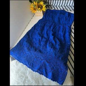 Old Navy embroidered blue strapless dress/M 10